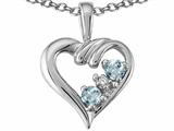Tommaso Design™ Round 3mm Genuine Aquamarine Heart Pendant Necklace style: 23684