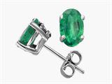 Tommaso Design™ Oval 6x4 mm Genuine Emerald Earrings Studs style: 24155