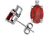 Tommaso Design™ Genuine Oval Ruby and Diamond Earrings Studs style: 24157