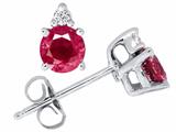 Tommaso Design™ Genuine Round Ruby and Diamond Earrings style: 24177