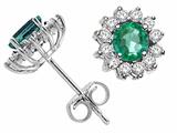 Tommaso Design™ Round 4.5mm Genuine Emerald s Earrings Studs style: 24196