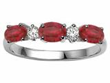 Tommaso Design™ Genuine Ruby and Diamond 3 Stone Band style: 24434