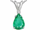 Tommaso Design™ Pear Shape 8x6mm Genuine Emerald Pendant Necklace style: 24472