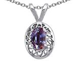 Tommaso Design™ Oval Simulated Alexandrite Pendant Necklace style: 24504