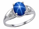 Tommaso Design™ Created Star Sapphire and Genuine Diamond Ring style: 24565