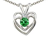 Tommaso Design™ Round Simulated Emerald Heart Pendant Necklace style: 24673