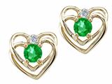 Tommaso Design™ Round 4mm Genuine Emerald Heart Earrings style: 24674