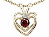 Tommaso Design™ Round 4mm Genuine Garnet Heart Pendant Necklace style: 24683