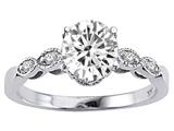 Tommaso Design™ 14k White Gold Solitaire 7mm White Topaz Round Vintage Look Engagement Promise Ring style: 24768