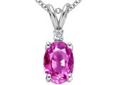 Tommaso Design™ Oval 7x5 mm Created Pink Sapphire Pendant Necklace style: 25187