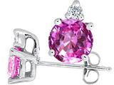 Tommaso Design™ Created Pink Sapphire Earrings Studs style: 25299