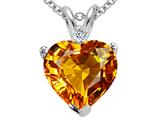Tommaso Design™ 8mm Heart Shape Genuine Citrine and Diamond Heart Pendant Necklace style: 25408