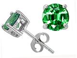 Tommaso Design™ 7mm Round Simulated Emerald Earrings Studs style: 25480