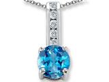 Star K™ Round 7mm Simulated Blue Topaz Pendant Necklace style: 25736