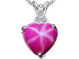 Tommaso Design™ 8mm Heart Shape Created Star Ruby Heart Pendant Necklace style: 25829