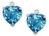 Star K™ Heart Shape 7mm Genuine Blue Topaz Earrings Studs style: 25837