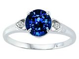 Tommaso Design™ 7mm Round Created Blue Sapphire Engagement Ring style: 25895