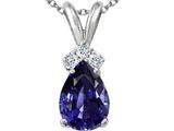 Tommaso Design™ Pear Shape 8x6mm Genuine Iolite Pendant Necklace style: 25919