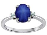 Tommaso Design™ Oval Created Star Sapphire 8x6mm 3 stone Engagement Ring style: 25948