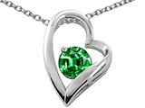 Star K™ 7mm Round Simulated Emerald Heart Pendant Necklace style: 26556