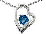 Star K™ 7mm Round Simulated Blue Topaz Heart Pendant Necklace style: 26562