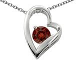 Star K™ 7mm Round Simulated Garnet Heart Pendant Necklace style: 26564