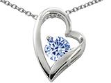 Star K™ 7mm Round Simulated Aquamarine Heart Pendant Necklace style: 26567