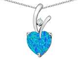 Star K™ Heart Shape 8mm Blue Created Opal and Cubic Zirconia Endless Love Pendant Necklace style: 26718