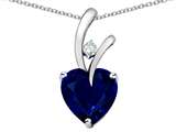 Star K™ Heart Shape 8mm Created Blue Sapphire Endless Love Pendant Necklace style: 26728