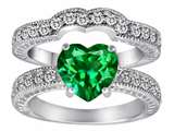 Star K™ 8mm Heart Shape Simulated Emerald Wedding Set style: 28593