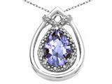 Tommaso Design™ Pear Shape 8x6mm Genuine Tanzanite Pendant Necklace style: 28896
