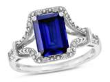 Star K™ Octagon Emerald Cut 8x6 Created Sapphire Vintage Look Split Shank Ring style: 28970