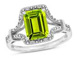 Star K™ Octagon Emerald Cut 8x6 Genuine Peridot Vintage Look Split Shank Ring style: 28972