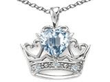 Tommaso Design™ Heart Shape 6 mm Genuine Aquamarine Crown Pendant Necklace style: 300381