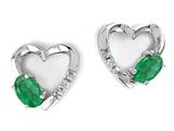Tommaso Design™ Oval 5x3mm Genuine Emerald Heart Earrings style: 300479