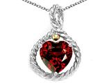 Genuine Heart Shape 10mm Garnet Pendant Necklace style: 301162