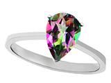 Tommaso Design™ Pear Shape 8x6mm Rainbow Mystic Topaz Solitaire Engagement Ring style: 301277