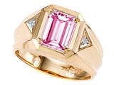 Tommaso Design™ Emerald Octagon Cut 9x7mm Simulated Pink Tourmaline And Mens Ring style: 301919