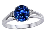 Tommaso Design™ Round 7mm Created Blue Sapphire Ring style: 302047