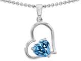 Star K™ 7mm Heart Shape Simulated Blue Topaz Pendant Necklace style: 302386