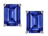 Star K™ 8x6mm Emerald Cut Simulated Sapphire Earrings style: 302445