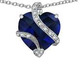 Star K™ Large 15mm Heart Shape Simulated Blue Sapphire Love Pendant Necklace style: 302589