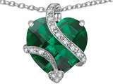 Star K™ Large 15mm Heart Shaped Simulated Emerald Pendant Necklace style: 302592