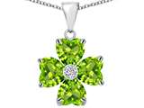 Star K™ 6mm Heart Shape Simulated Peridot and Cubic Zirconia and Cubic Zirconia Lucky Clover Pendant Necklace style: 302623