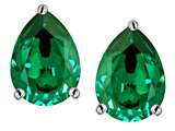 Star K™ Pear Shape 9x7mm Simulated Emerald Earrings Studs style: 302749