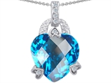 Star K™ Large 13mm Heart Shaped Simulated Blue Topaz Designer Pendant Necklace style: 302839