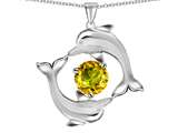Star K™ Round Simulated Citrine Dolphin Pendant Necklace style: 303005