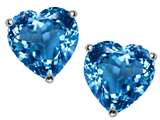 Star K™ 7mm Heart Shape Simulated Blue Topaz Earrings Studs style: 303311