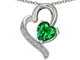 Star K™ 7mm Heart Shape Simulated Emerald Heart Pendant Necklace style: 303330