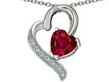 Star K™ 7mm Heart Shape Created Ruby Heart Pendant Necklace style: 303331